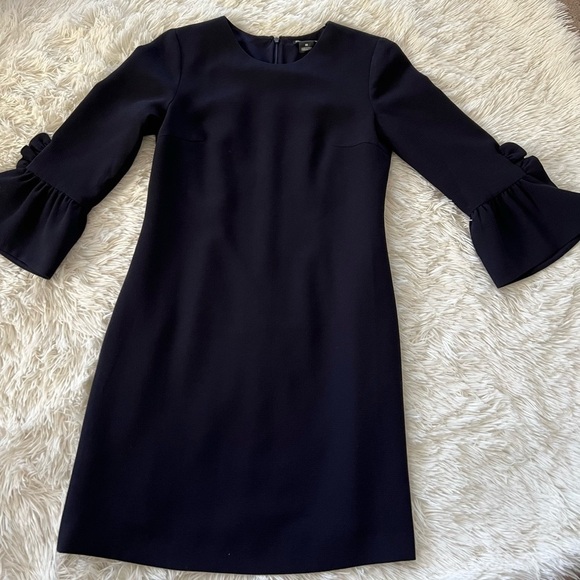 Club Monaco Navy Blue Bell Sleeve Sheath Dress - Size 00 - Picture 3 of 10